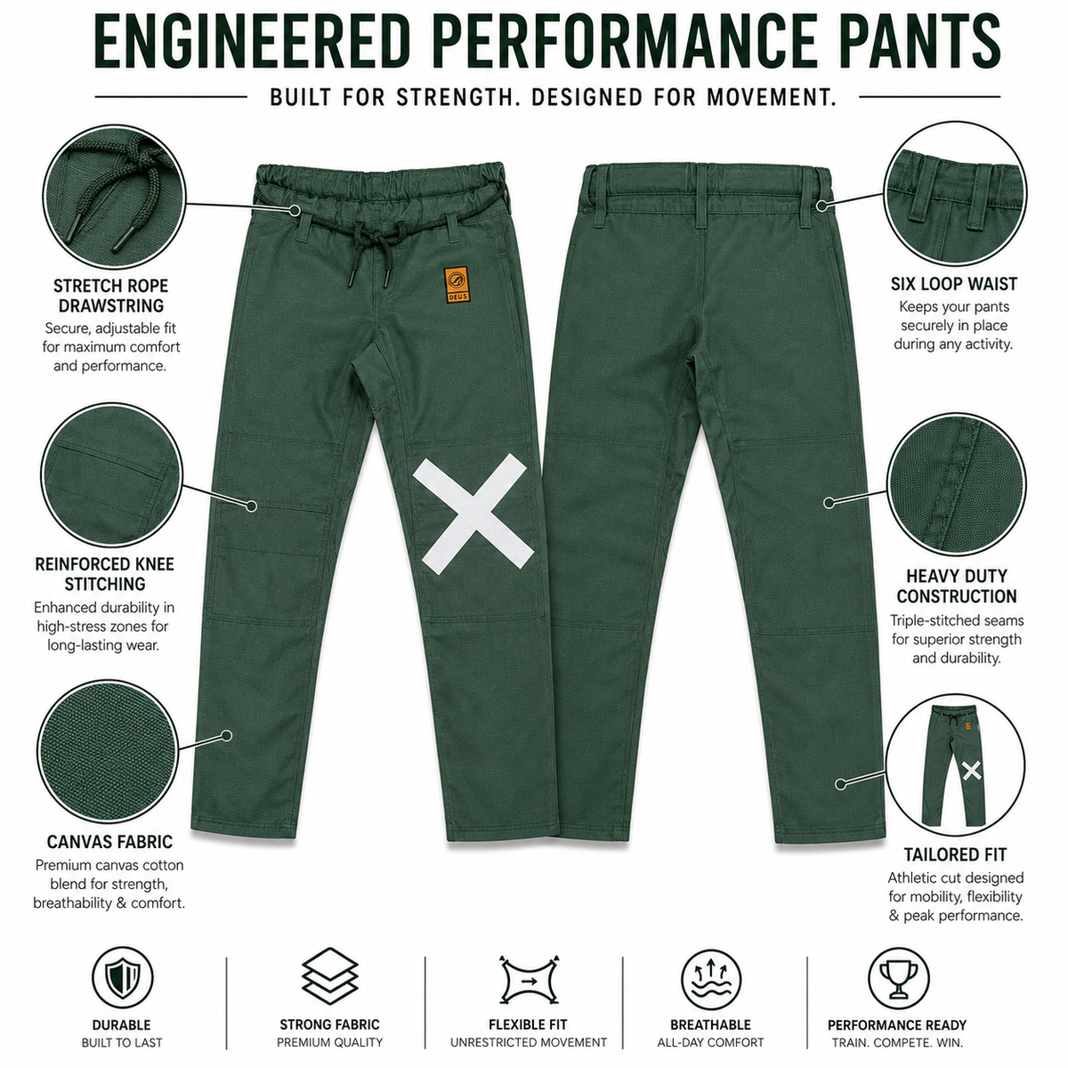 Premium 450 GSM BJJ Gi – Forest Green Brazilian Jiu-Jitsu Uniform