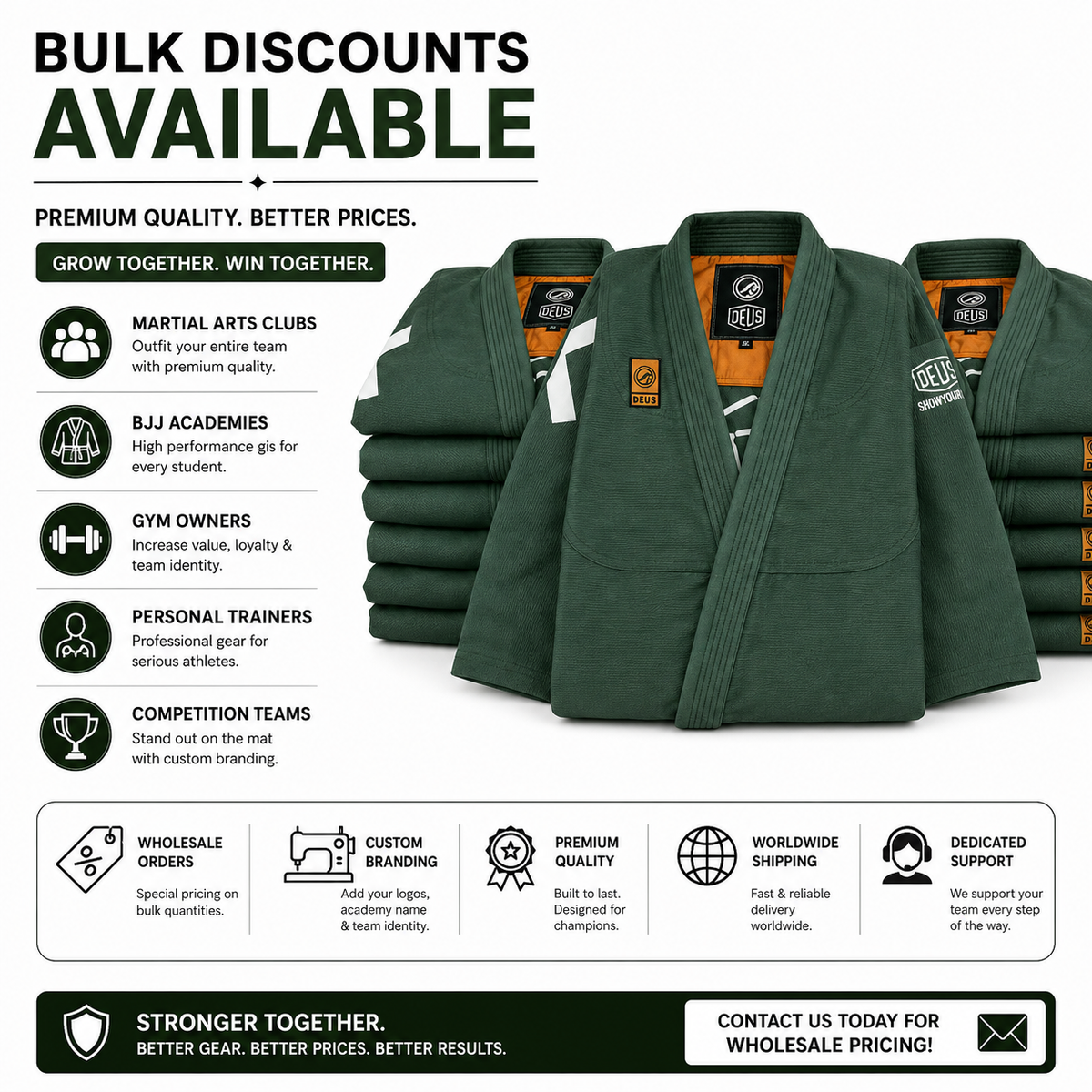 Premium 450 GSM BJJ Gi – Forest Green Brazilian Jiu-Jitsu Uniform