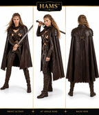 Women's Genuine Cow Leather Medieval Warrior Armor Set with Cloak