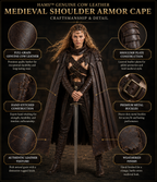 Women's Genuine Cow Leather Medieval Warrior Armor Set with Cloak