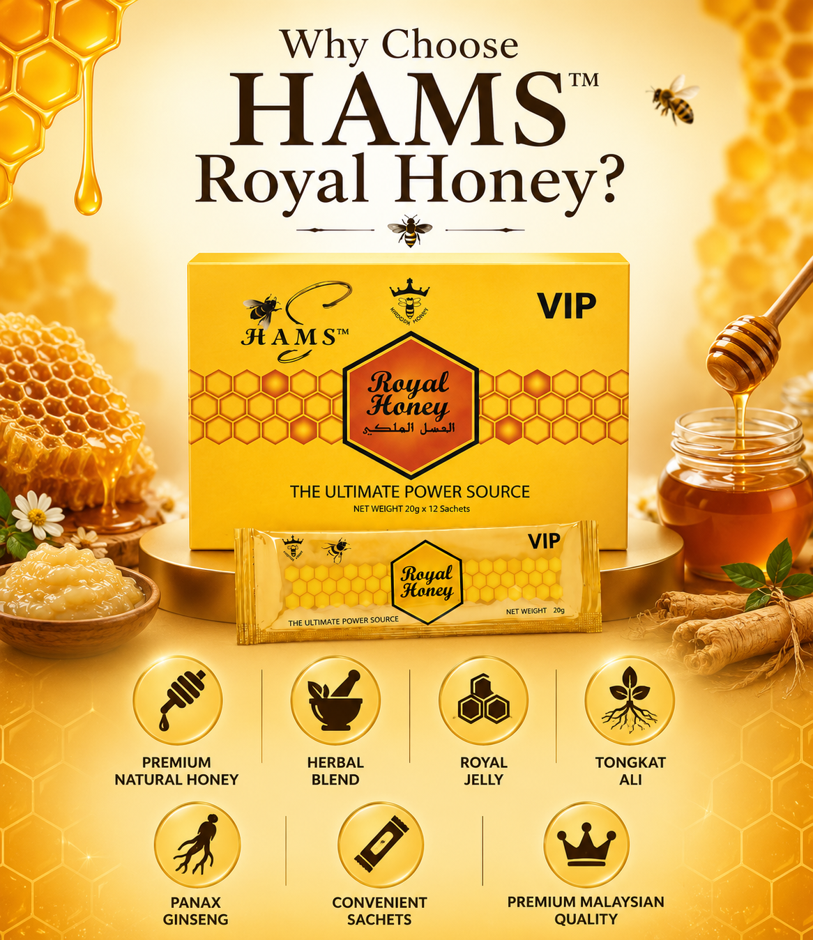 VIP Royal Honey – Premium Honey Blend with Ginseng, Maca & Ginger