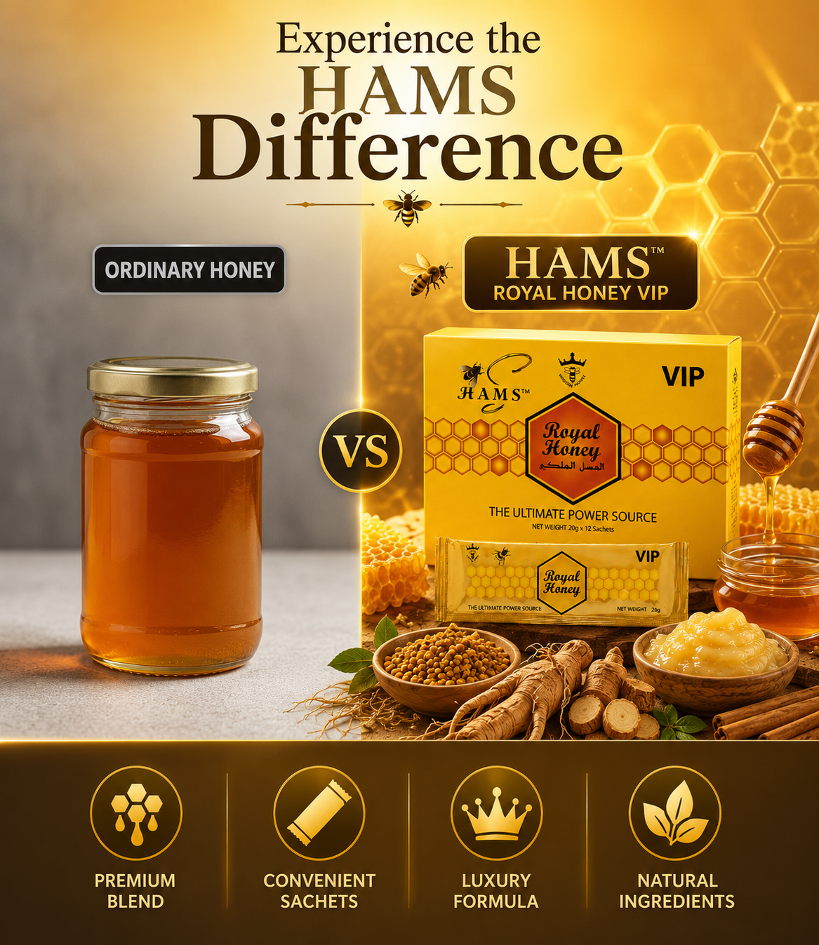 VIP Royal Honey – Premium Honey Blend with Ginseng, Maca & Ginger