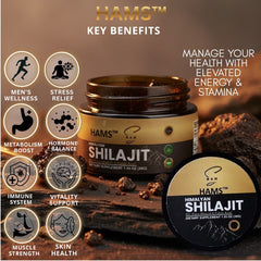 HAMS™ Pure Himalayan Shilajit For Stamina, Muscle Build 75% Fulvic Acid | 85+ Minerals