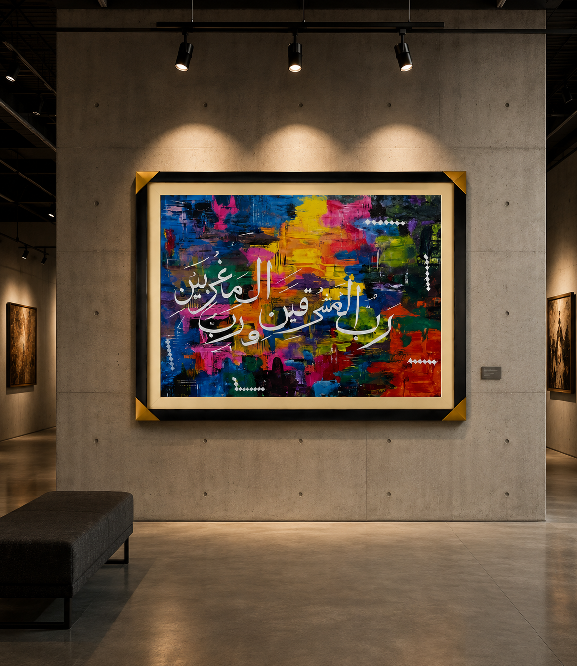 Rabbi Ishrah Li Sadri Islamic Wall Art – Colorful Abstract Arabic Calligraphy Painting