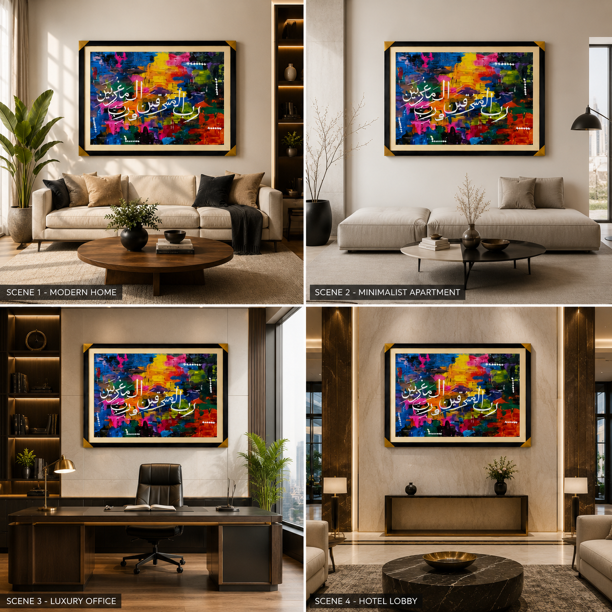 Rabbi Ishrah Li Sadri Islamic Wall Art – Colorful Abstract Arabic Calligraphy Painting