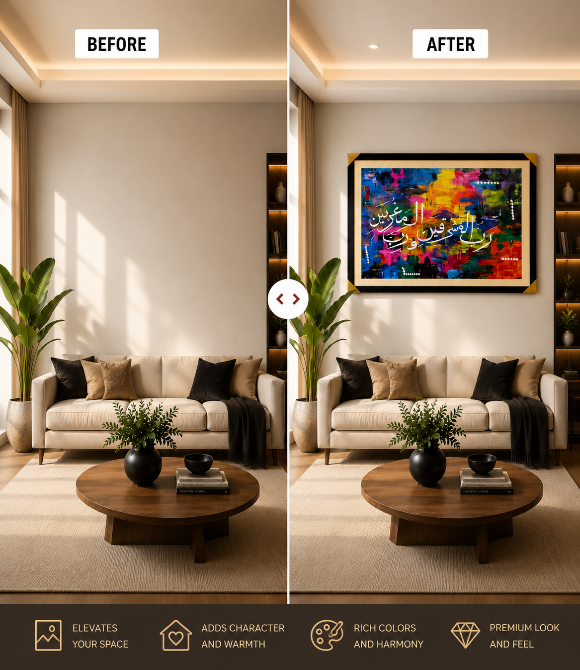 Rabbi Ishrah Li Sadri Islamic Wall Art – Colorful Abstract Arabic Calligraphy Painting