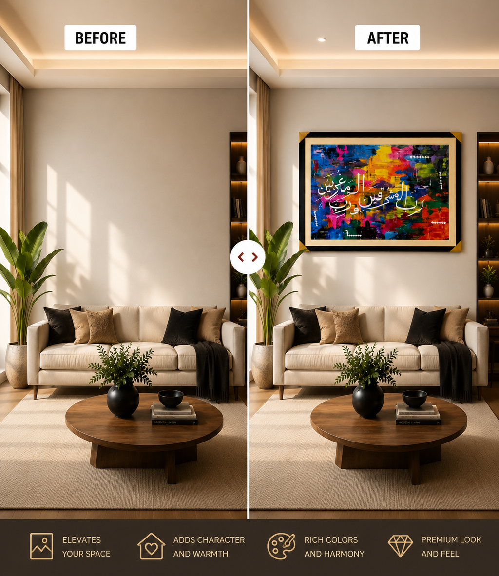 Rabbi Ishrah Li Sadri Islamic Wall Art – Multicolour Arabic Calligraphy Canvas