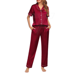 Luxury Women’s 2-Piece Satin Nightwear Set – Soft Flannel Silk Pajama Suit | Quick Dry, Breathable & Comfortable Homewear for Ladies