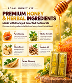 VIP Royal Honey Sachets – Honey, Ginseng & Maca Blend, 20g