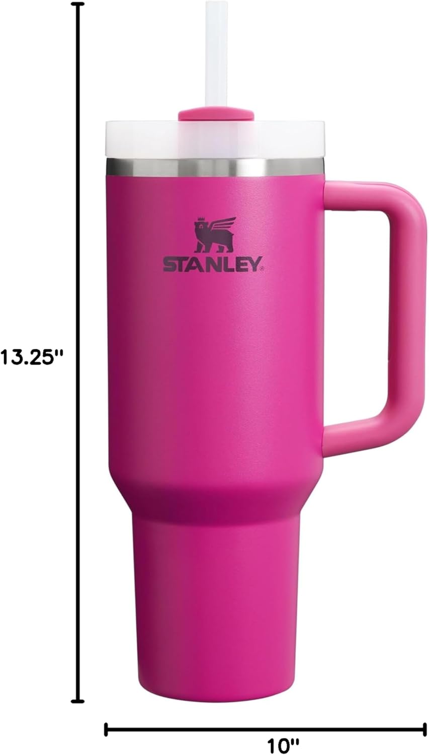 STANLEY Quencher H2.0 Tumbler with Handle and Straw 40 oz | Flowstate 3-Position Lid | Cup Holder Compatible for Travel | Insulated Stainless Steel Cup | BPA-Free | Peony