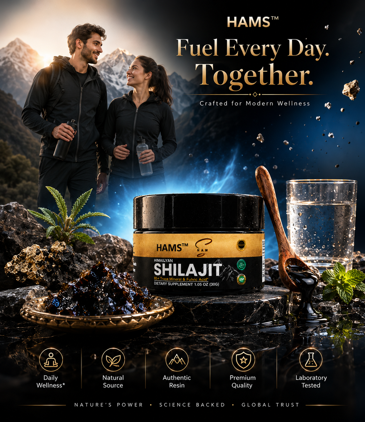HAMS™ Pure Himalayan Shilajit Resin 30g – Authentic Mumijo with 84+ Trace Minerals, High Potency Fulvic Acid & Elemental Gold, Lab Tested Vegan Energy & Vitality Supplement