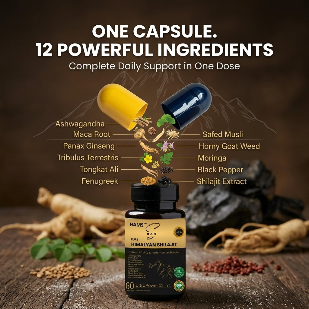 UltraPower 12-in-1 Herbal Complex – Premium Himalayan Shilajit Blend with 11 Potent Botanicals for Energy, Stamina & Daily Wellness Support