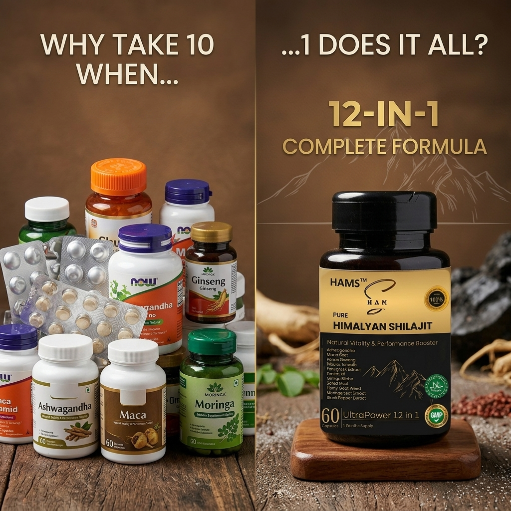 UltraPower 12-in-1 Herbal Complex – Premium Himalayan Shilajit Blend with 11 Potent Botanicals for Energy, Stamina & Daily Wellness Support