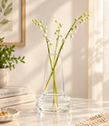 Elegant Glass Flower Vase for Modern Home Décor, Decorative Clear and Coloured Glass Vase with a Stylish Design, Ideal for Fresh Flower Arrangements, Living Room, Bedroom, Dining Table, Office and Contemporary Interior Decoration.