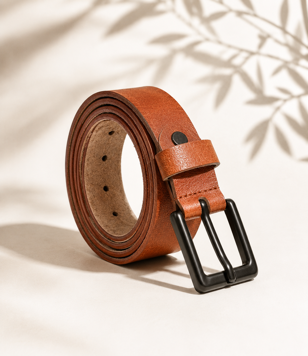 HAMS™ Genuine Cow Leather Belt for Men – Premium Tan Brown Casual & Formal Belt with Durable Metal Buckle