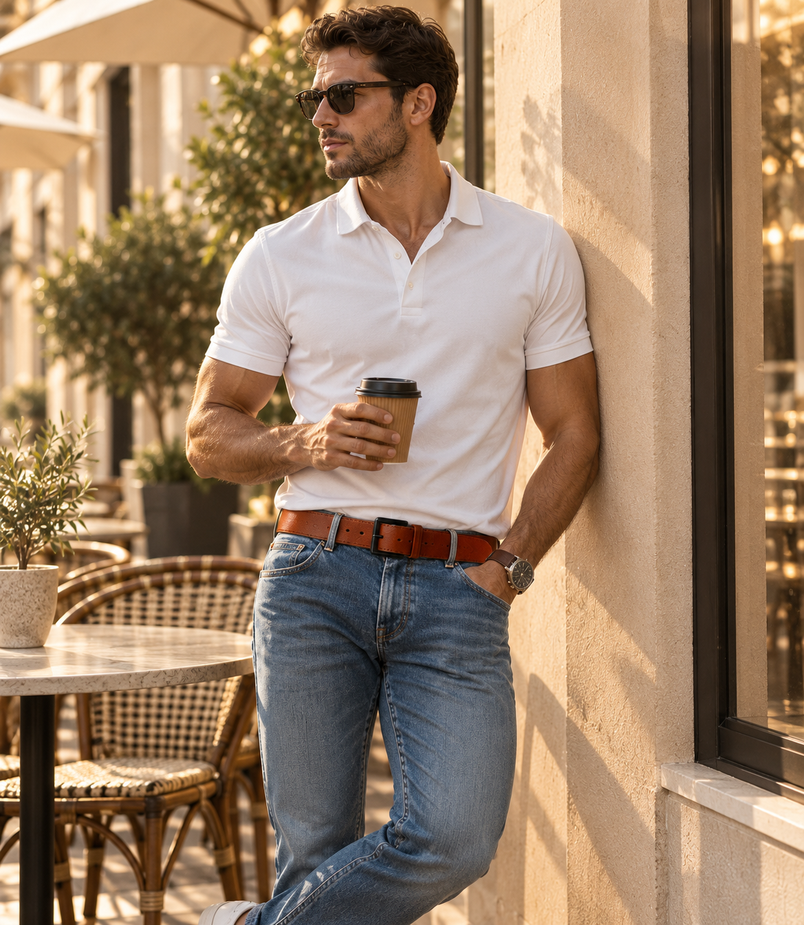 HAMS™ Genuine Cow Leather Belt for Men – Premium Tan Brown Casual & Formal Belt with Durable Metal Buckle
