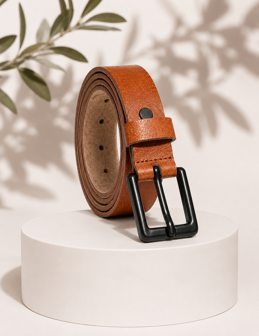 HAMS™ Genuine Cow Leather Belt for Men – Premium Tan Brown Casual & Formal Belt with Durable Metal Buckle