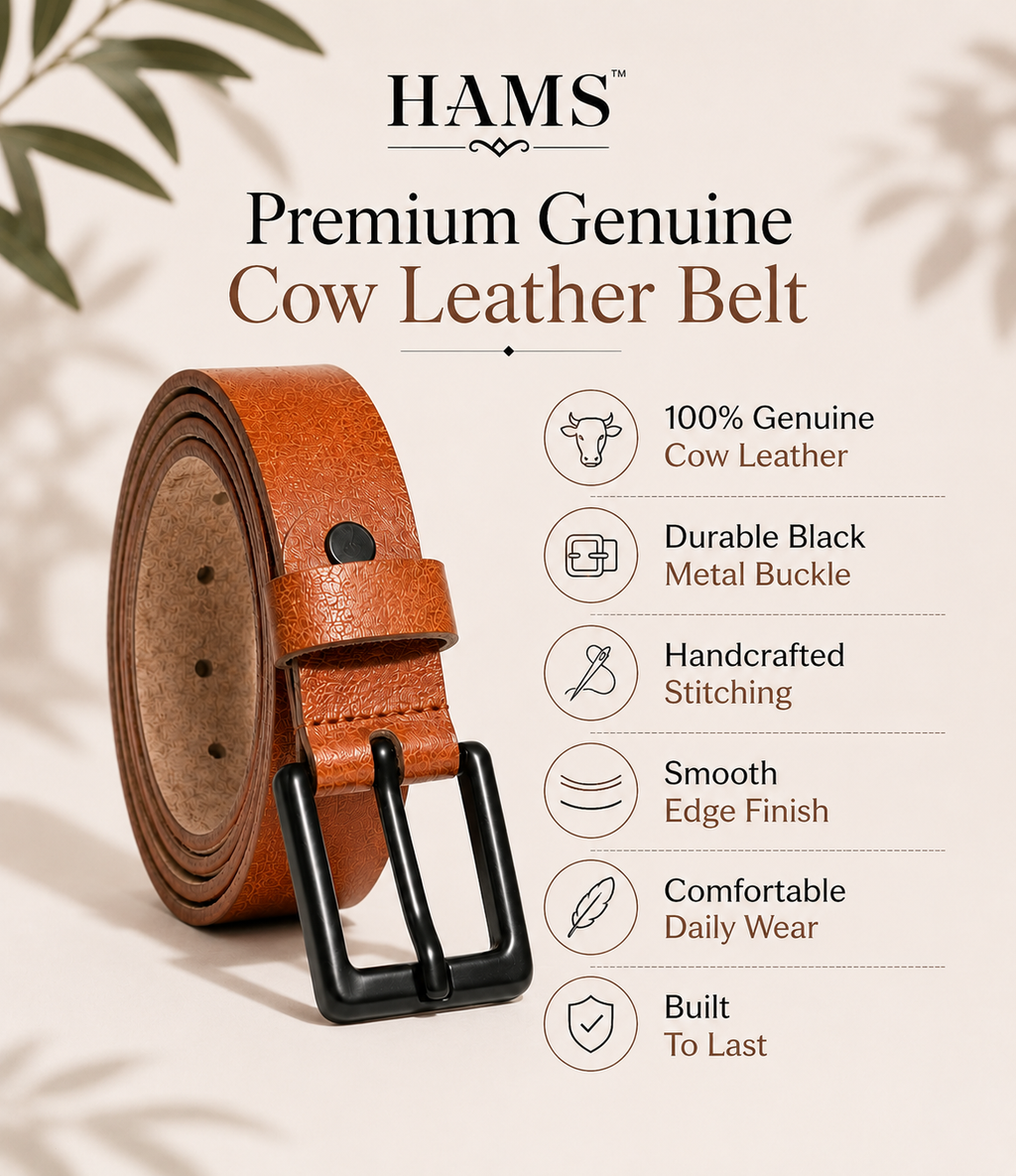 Men's Genuine Cow Leather Belt – Tan Brown