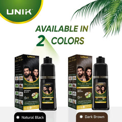 UNIK hair color shampoo with packaging and branding on a white background