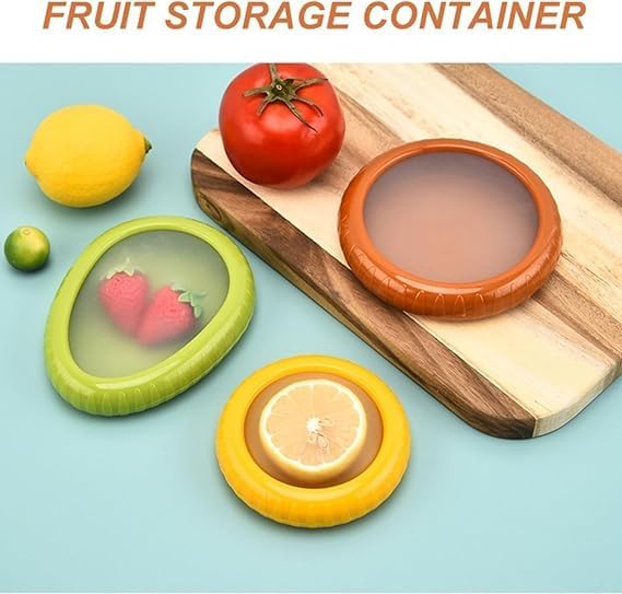 HAMS Silicone Fruit and Vegetable Storage Containers for Fridge, 2 Sets (8-Pack) – Reusable Airtight Produce Savers for Onion, Avocado, Tomato, Lemon & More – Freshness and Kitchen Organization