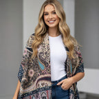 Premium Navy Blue Multicolor Paisley Wool Scarf for Women
