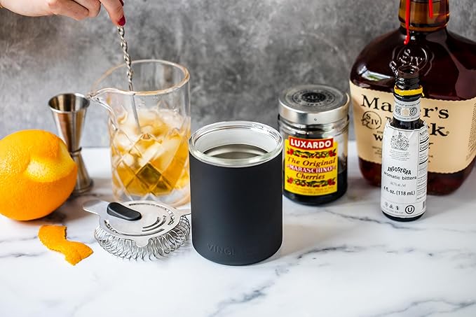 Premium Insulated Whiskey Glass 12oz – Stainless Steel Vacuum Tumbler with Glass Insert & Lid