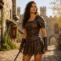 Women's Genuine Cow Leather Medieval Armor Dress
