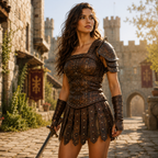 Women's Genuine Cow Leather Medieval Armor Dress