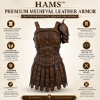 Women's Genuine Cow Leather Medieval Armor Dress