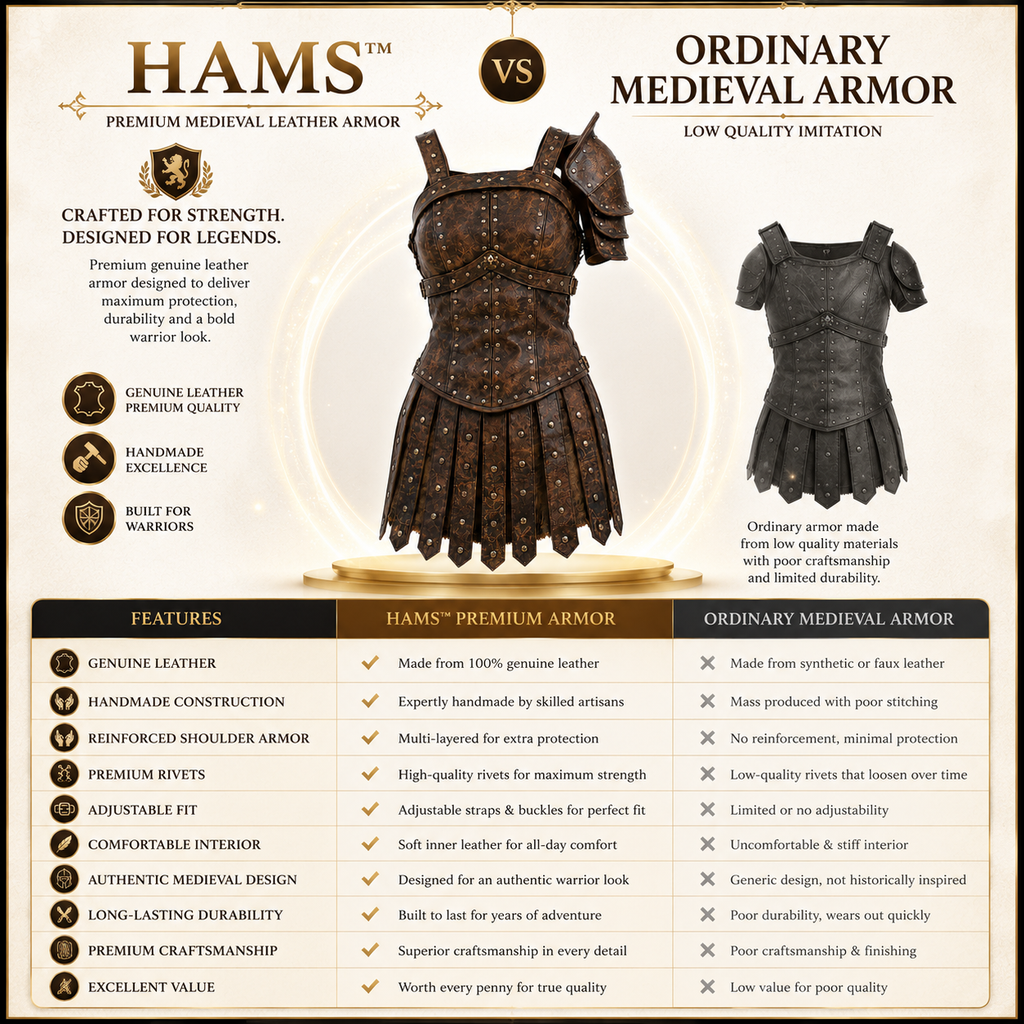 Women's Genuine Cow Leather Medieval Armor Dress