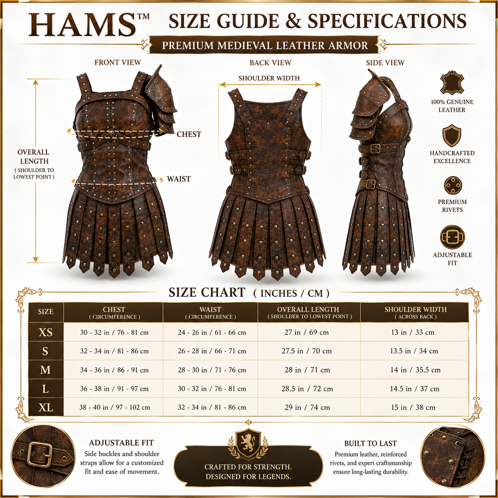 Women's Genuine Cow Leather Medieval Armor Dress