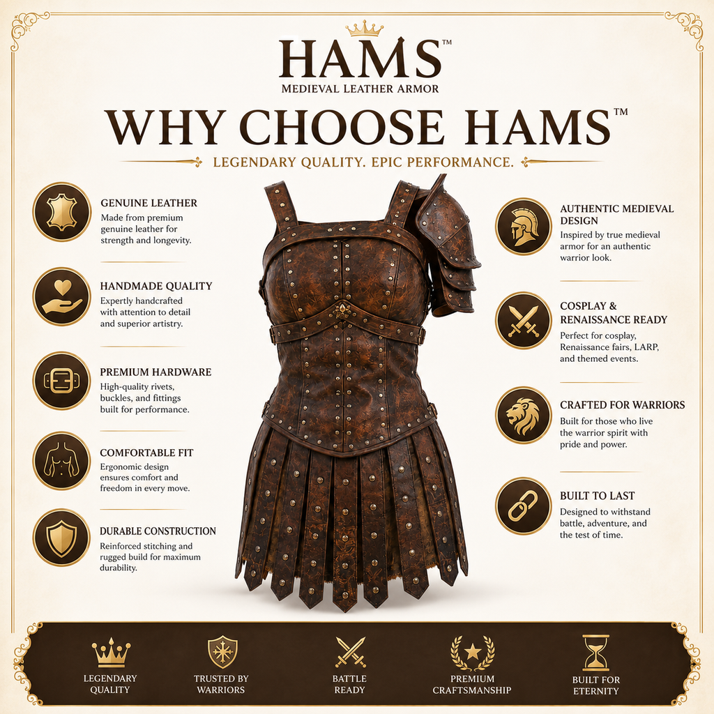 Women's Genuine Cow Leather Medieval Armor Dress