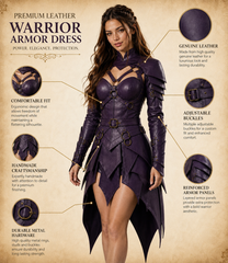 HAMS Women's Handmade Medieval Ranger Leather Armor Dress | Genuine Leather Fantasy Warrior Costume