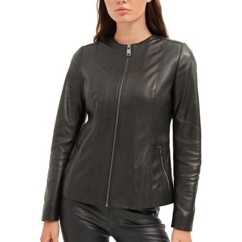 Women’s Black Zipper Leather Jacket