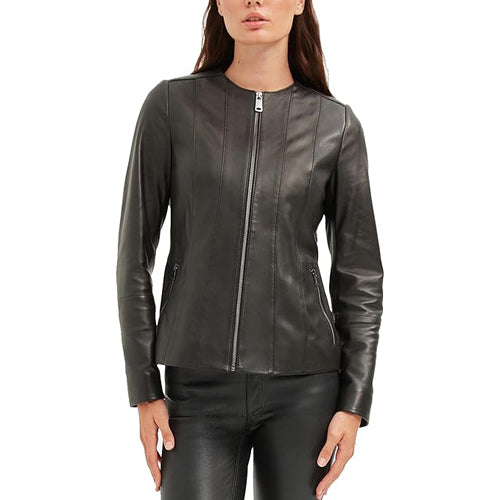 Women’s Black Zipper Leather Jacket