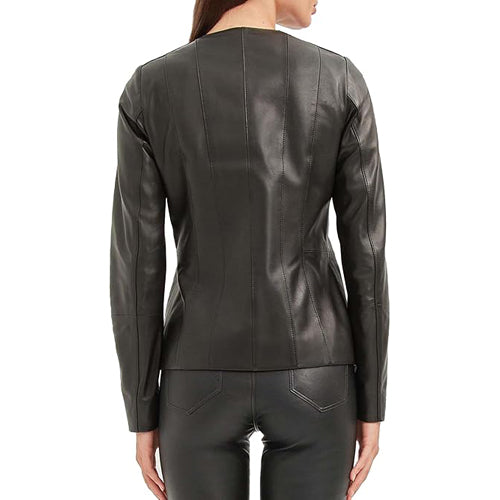 Women’s Black Zipper Leather Jacket