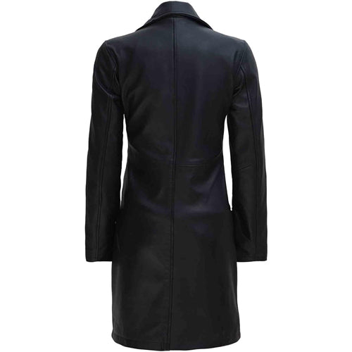 Women’s Full Long Leather Coat