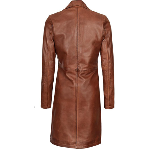 Women’s Full Long Leather Coat