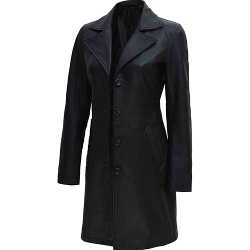 Women’s Full Long Leather Coat