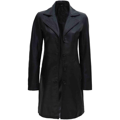 Women’s Full Long Leather Coat