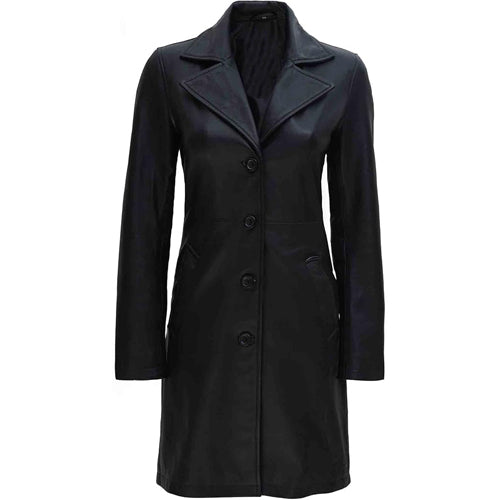Women’s Full Long Leather Coat