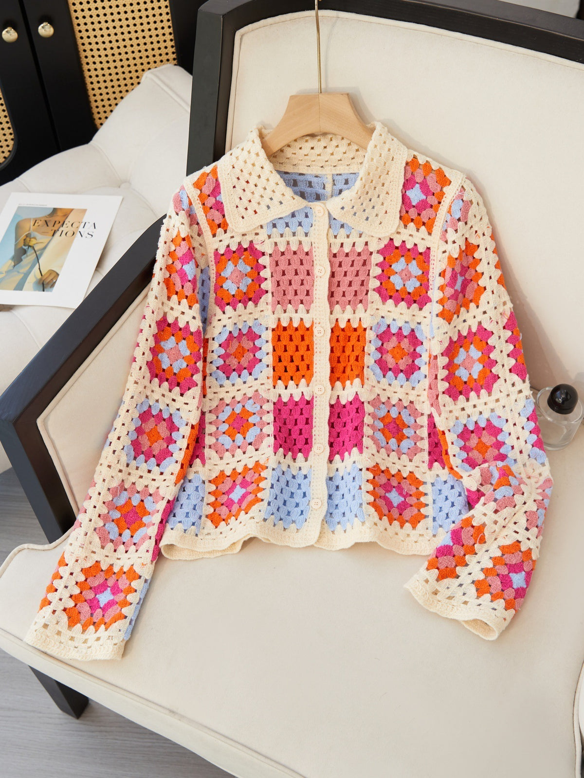 Exquisite Hollow-out Long-sleeve Cardigan Sweater