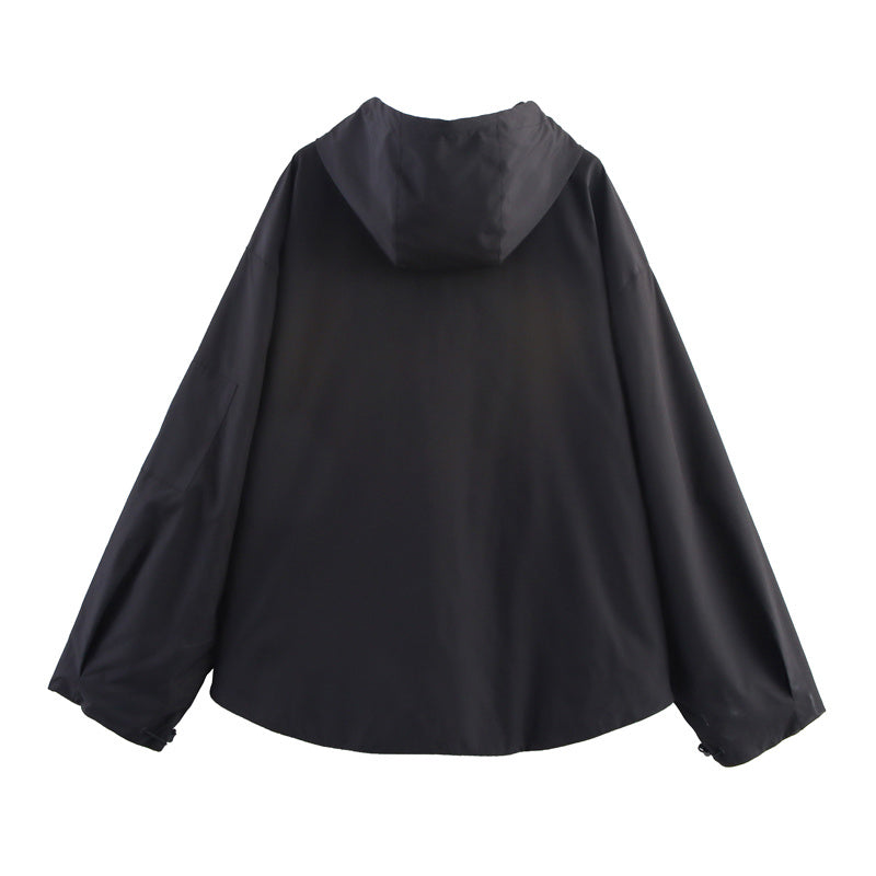 Women's Long Sleeve Zip Hooded Jacket With Pockets - Casual Sporty Windbreaker For Spring&Fall