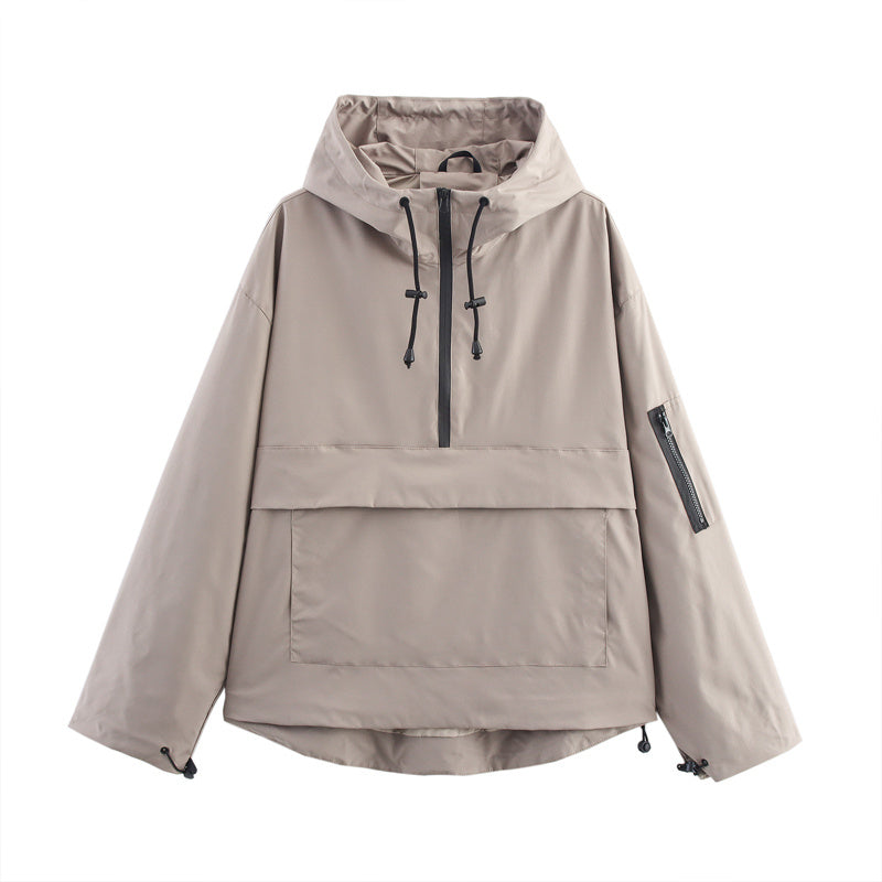 Women's Long Sleeve Zip Hooded Jacket With Pockets - Casual Sporty Windbreaker For Spring&Fall