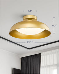 Gold Flush Mount Ceiling Light 2-Pack, 16 Inch LED Light Fixtures, 24W/1300Lm Light Fixtures Ceiling Mount, 5CCT Adjustable,KDCL02-GD-2PK