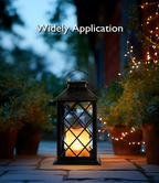Set of 2 Solar Outdoor Lanterns – Antique Gold Flickering Candle Lights, 14 Inch